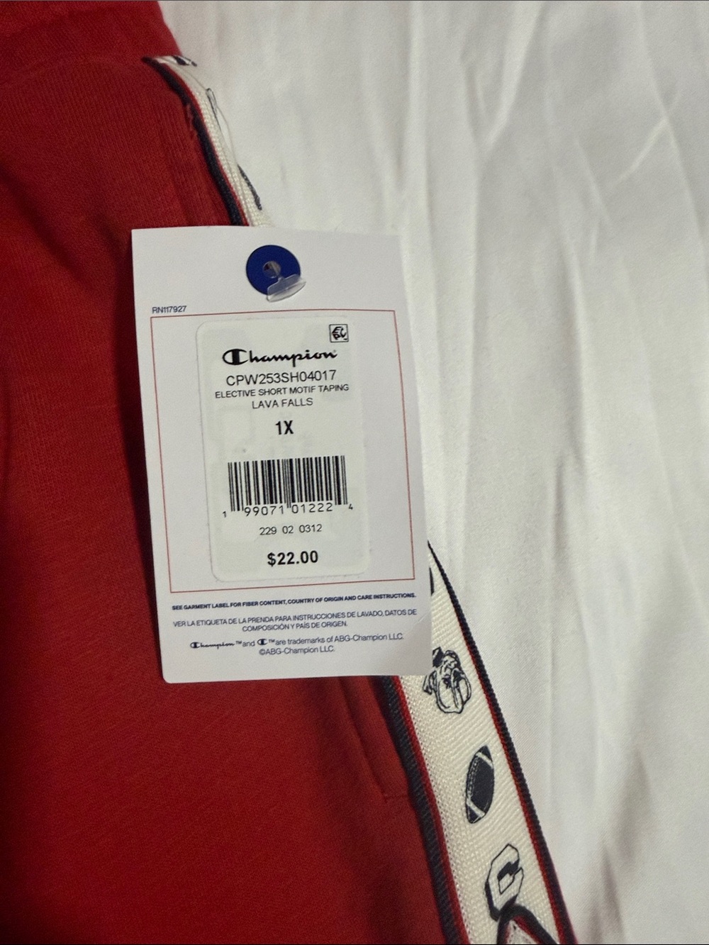 Champion Red Women's Athletic Shorts with Contrast Trim - Picture 2 of 5